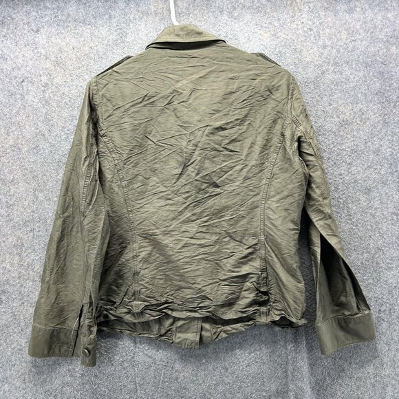 Lauren Ralph Lauren Military Jacket Womens Medium Green Silk Utility Safari - Picture 2 of 9